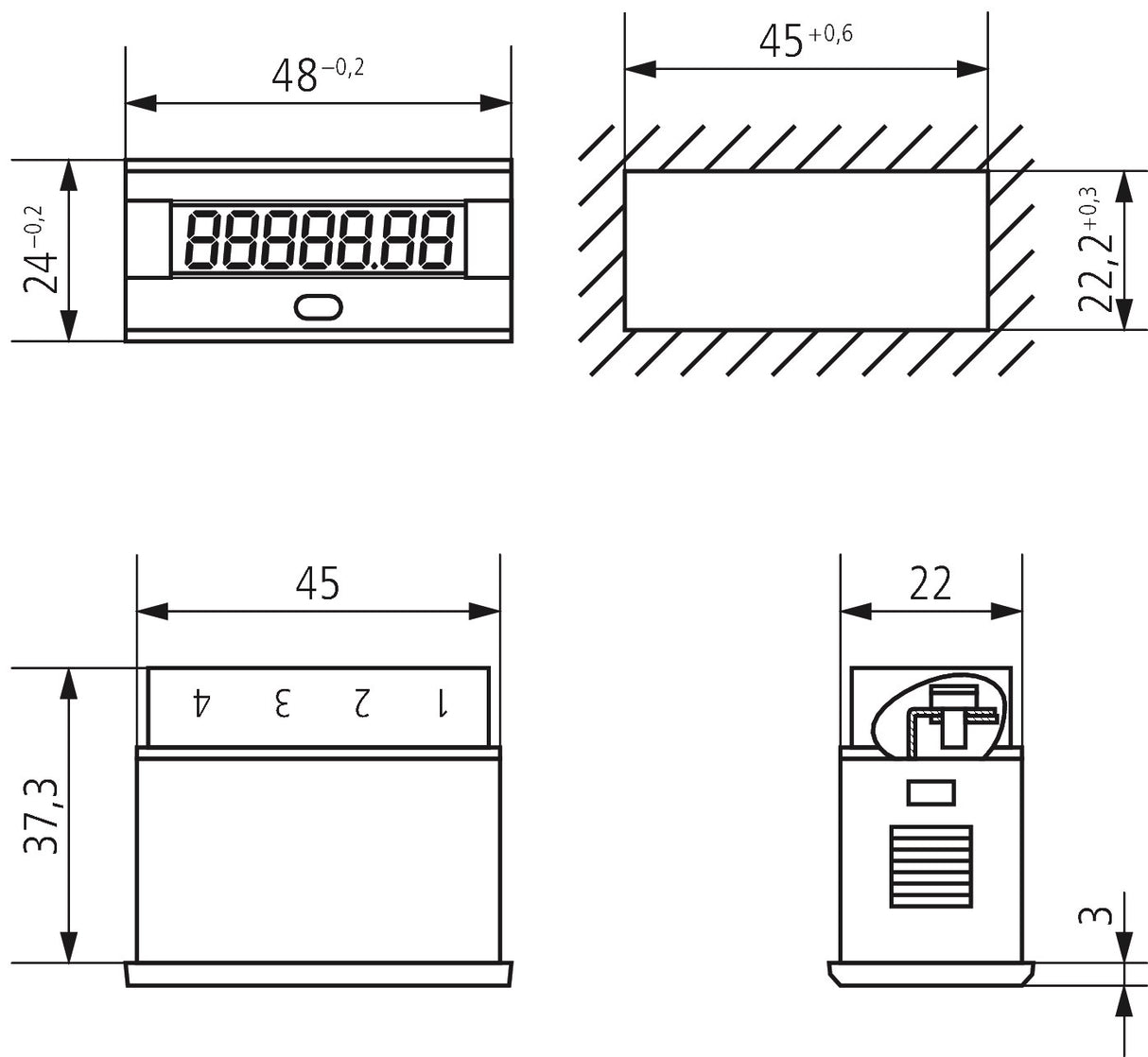 THEBEN Betriebsstundenzähler digi FRmont BZ 146 AC 24V 99999h IP65 quarz 8s