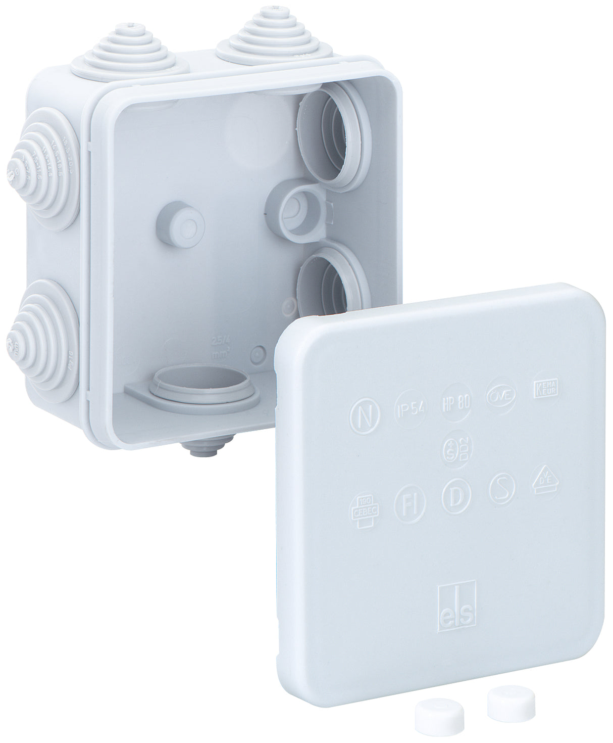 SPELSBERG Abzweigdose IP55 2,5qmm Kst HP 80-L 85x85x37mm quadrat Wand/Decke