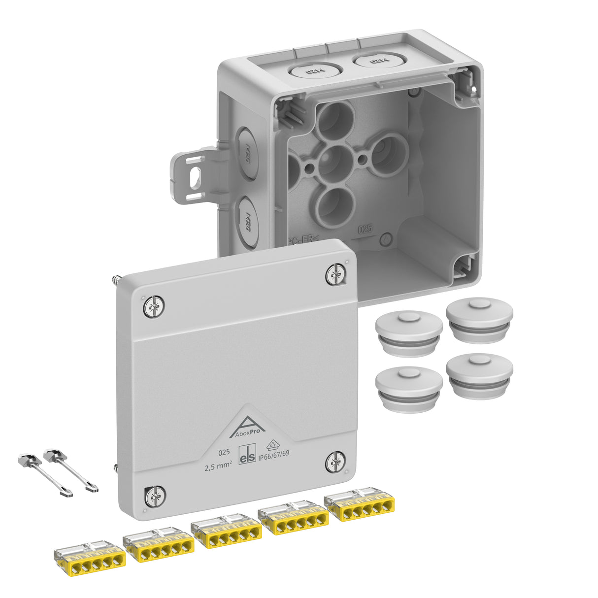SPELSBERG Abzweigkasten 92x92mm Kst gr Abox Pro 025 AB-2,5² IP66/IP67/IP69 hfr