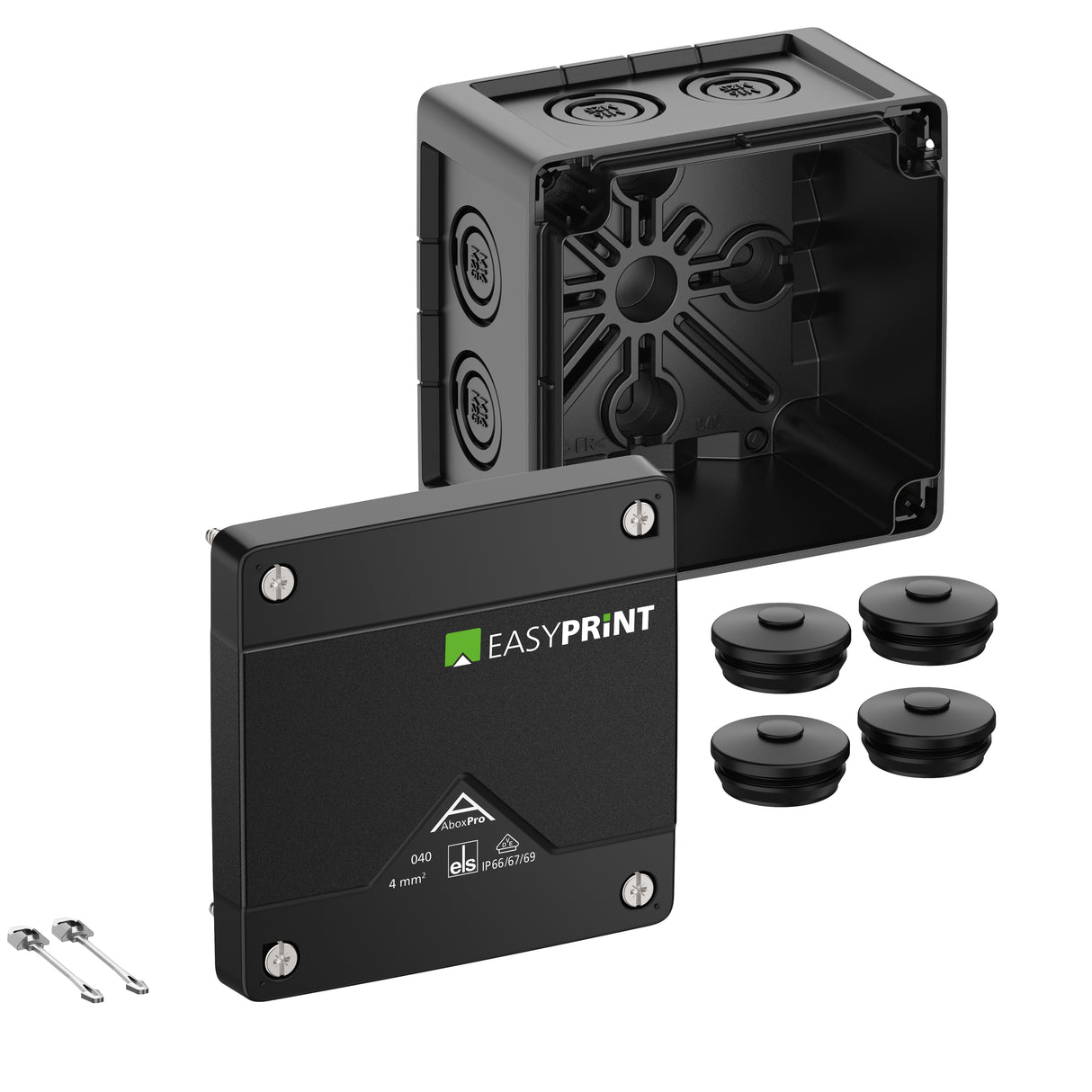 SPELSBERG Abzweigdose IP66/IP67/IP69 Kst Abox Pro 040-L/sw EasyPrint 4qmm hfr