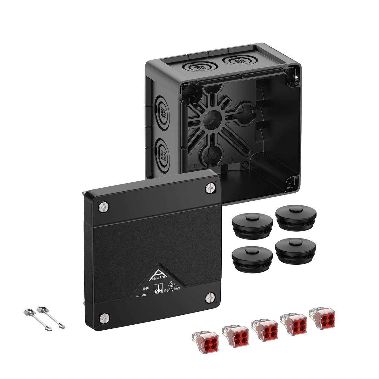 SPELSBERG Abzweigkasten 102x102mm Kst sw Abox Pro 040-4²/sw IP66/IP67/IP69 IK09