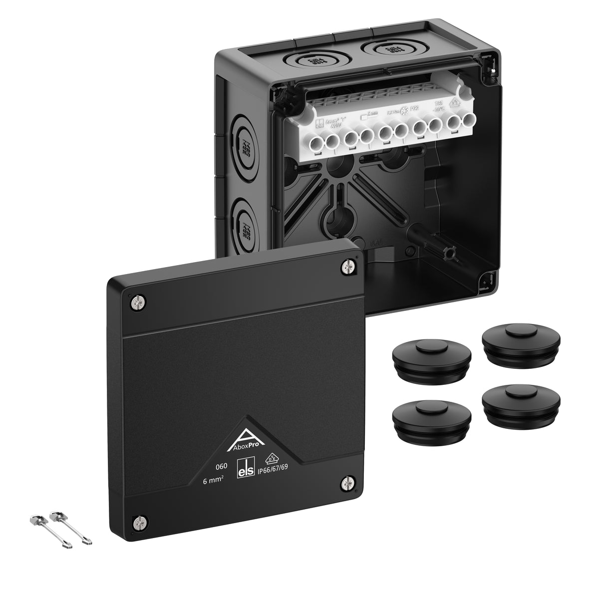 SPELSBERG Abzweigkasten 127x127mm Kst sw Abox Pro 060-6²/sw IP66/IP67/IP69 IK09