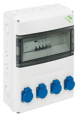 SPELSBERG Steckdosen-Kombi Kst gr IP44 STK 1404-K 4Steckd LS-Schalter Fl_0,03A