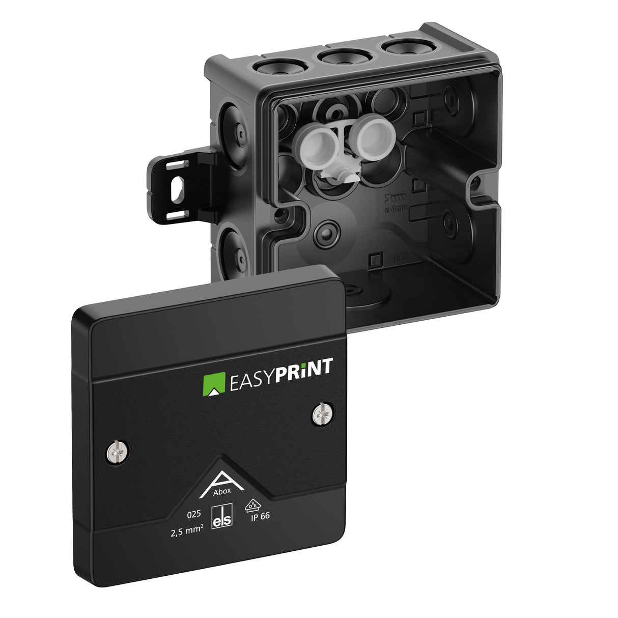 SPELSBERG Abzweigdose IP66 2,5qmm Kst Abox 025 AB-L/sw EasyPrint 87x87x52mm