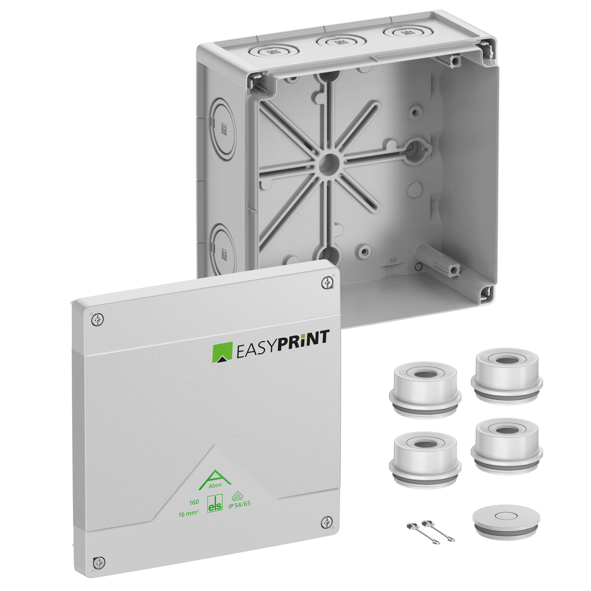 SPELSBERG Abzweigdose IP66 16qmm quadrat Abox 160-L EasyPrint 182x182x90mm Kst