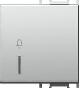 Schalterabdeckung mit Linse und Klingelsymbol 2M, silber (10er-Pack)