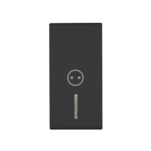 Schalterabdeckung mit Linse und Steckdosensymbol 1M, schwarz (10er-Pack)