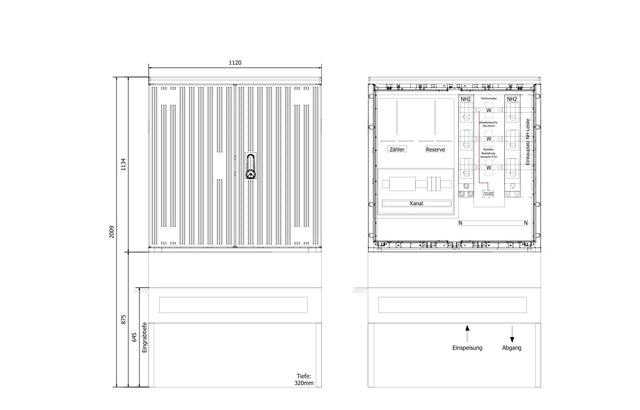 Wandlermessschrank 250A, 5-pol, kompl., Bayernwerk,  IP44