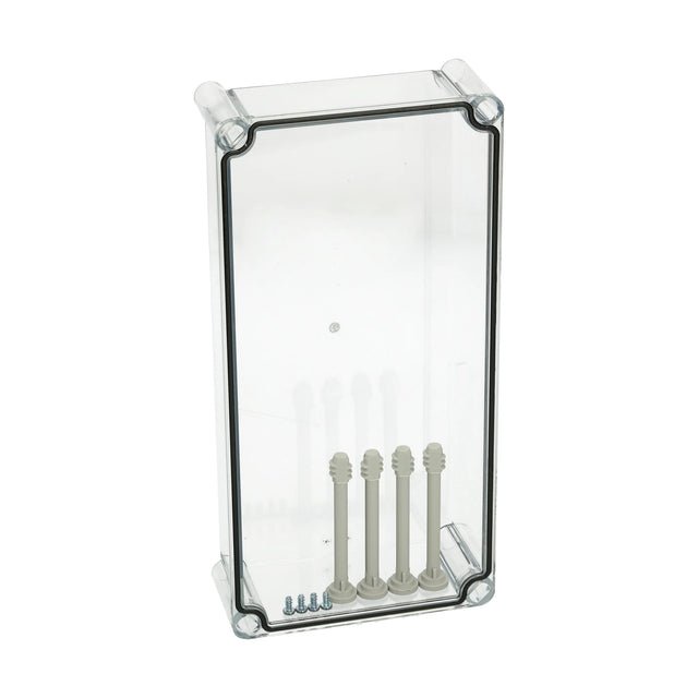 Deckel 380x190x80mm, transparent mit Kreuzkopfschraube