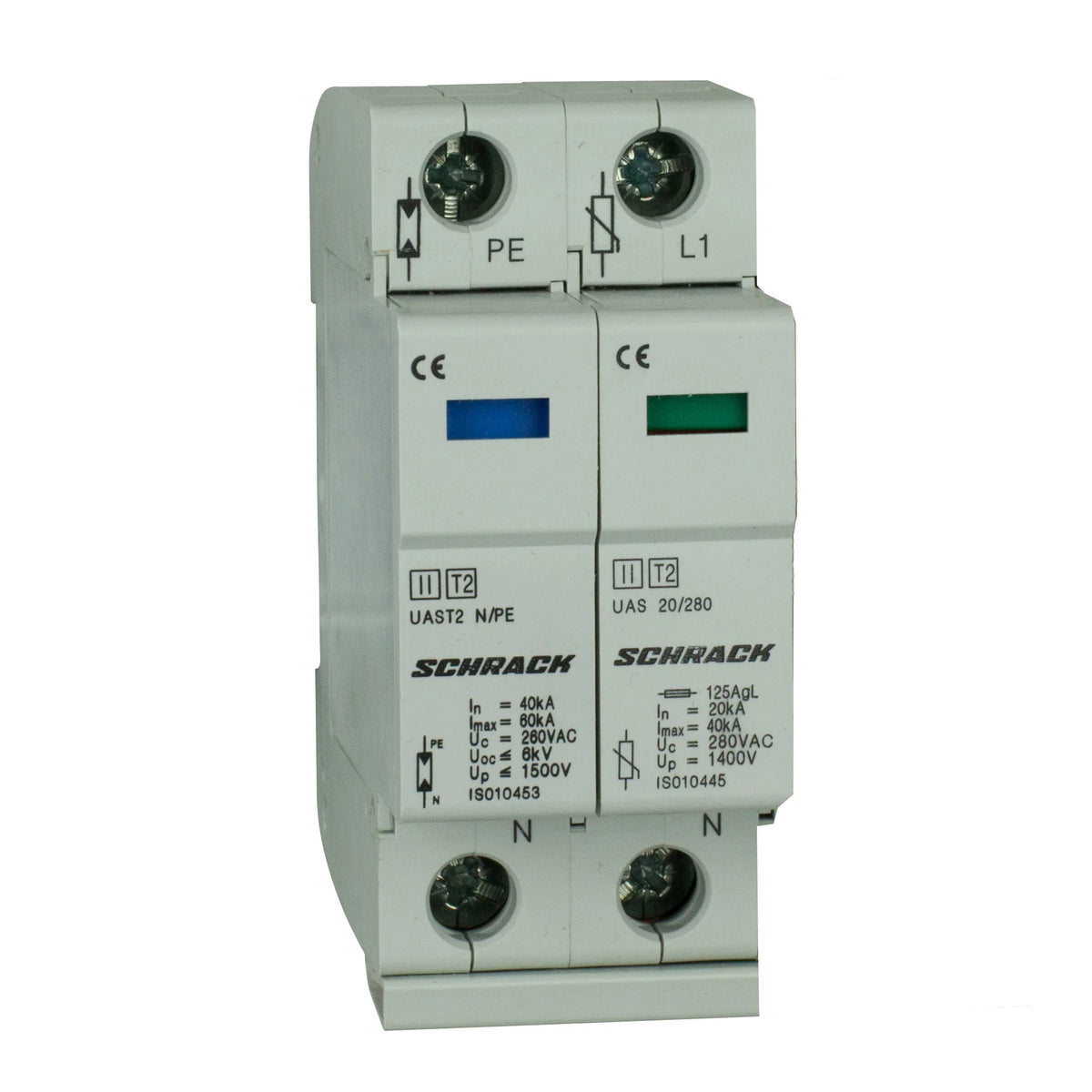 T2/C - Ableiter komplett, 1+1, 20kA/280V - Serie UAS