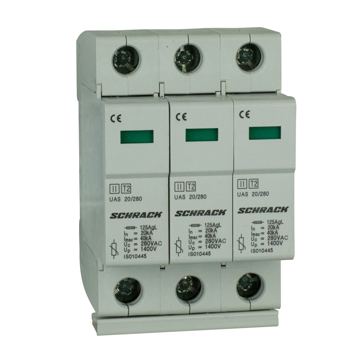 T2/C - Ableiter komplett, 3p, 3x20kA/280V - Serie UAS