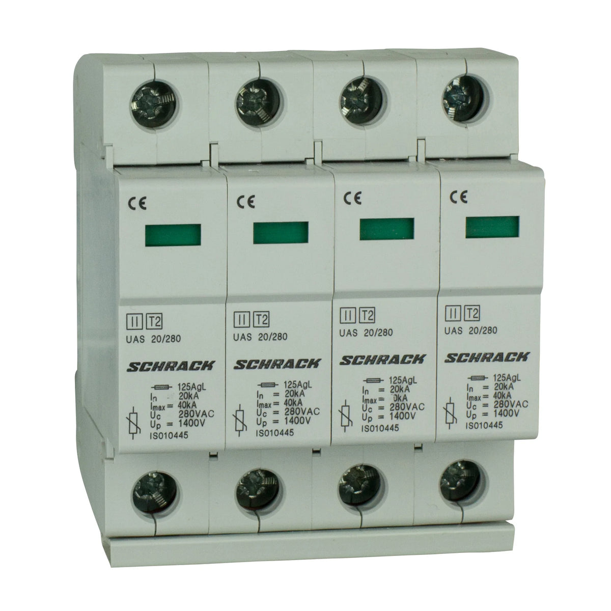 T2/C - Ableiter komplett, 4p, 4x20kA/280V - Serie UAS