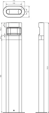 THEBEN LED-Pollerleuchte 8,5W IP55 3000K theLeda D BL plus AL 760lm alu alu